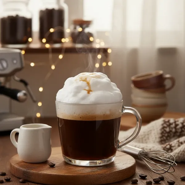 A perfect cup of coffee with thick, creamy, and airy milk froth, ready for latte art.