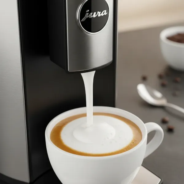 Jura Automatic Milk Foamer creating perfect, creamy froth for a cappuccino