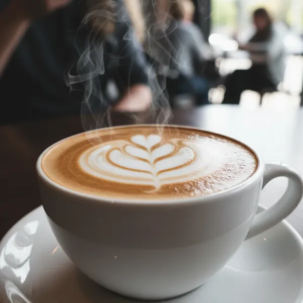 Close-up of perfectly frothed, velvety milk foam on a cappuccino, ready for latte art.
